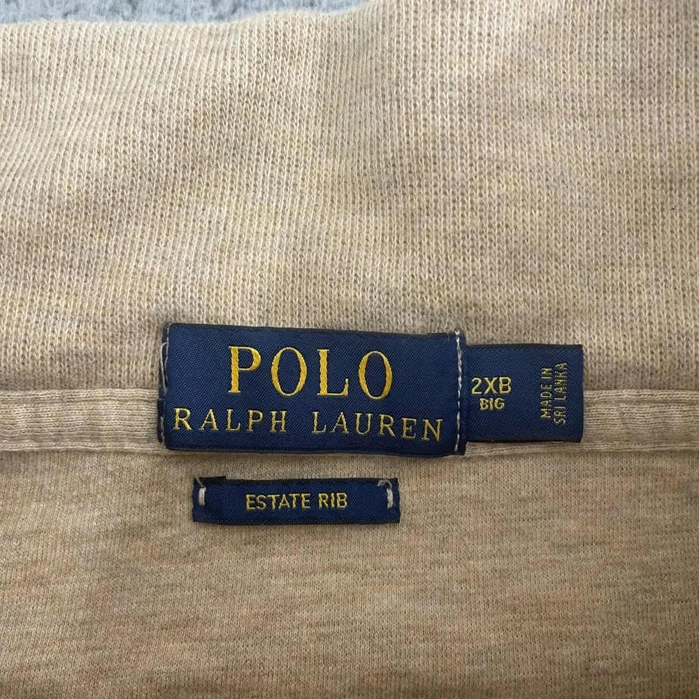 Polo Ralph Lauren Estate Rib 1/4 Zip Men 2XB Beige Cotton Preppy Pullover